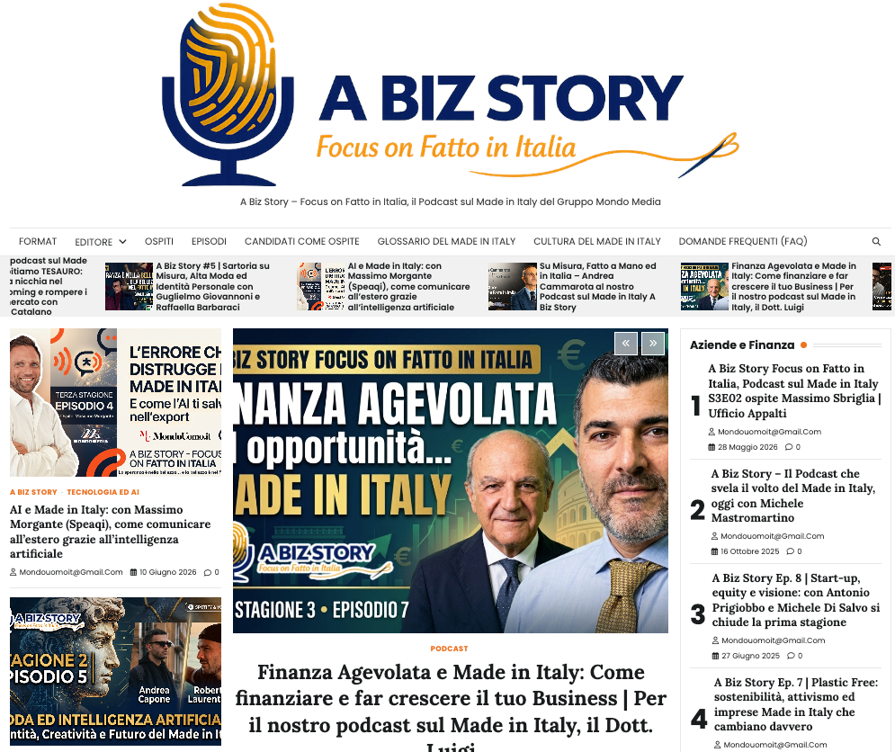 Nasce PodcastMadeinItaly.it: la nuova casa digitale di “A Biz Story” firmata Gruppo Mondo Media