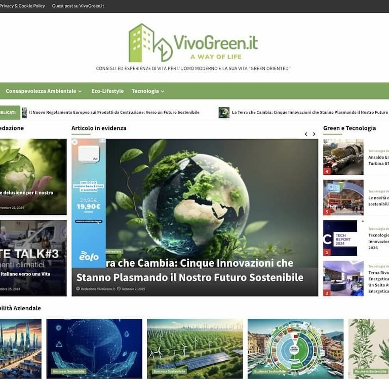 Nasce VivoGreen.it: il nuovo magazine per l'uomo attento alla sostenibilità